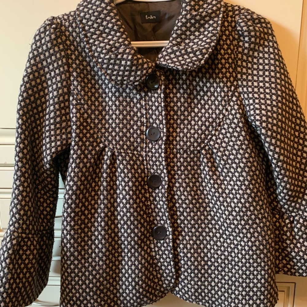 Brown tweed jacket with bell sleeves